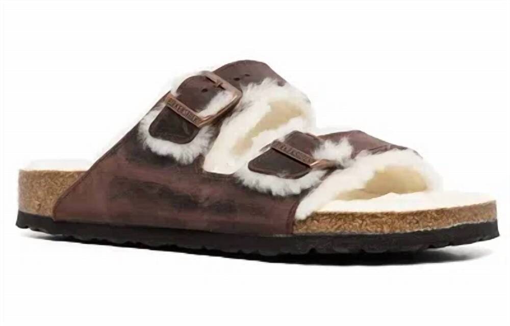 NEW BIRKENSTOCK women's arizona shearling sandal in habana